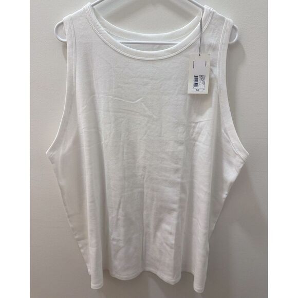 2 pc LOT  a. new day Women's  Ribbed Tank Top -  Size 3X   1 White  1 black - Picture 1 of 7